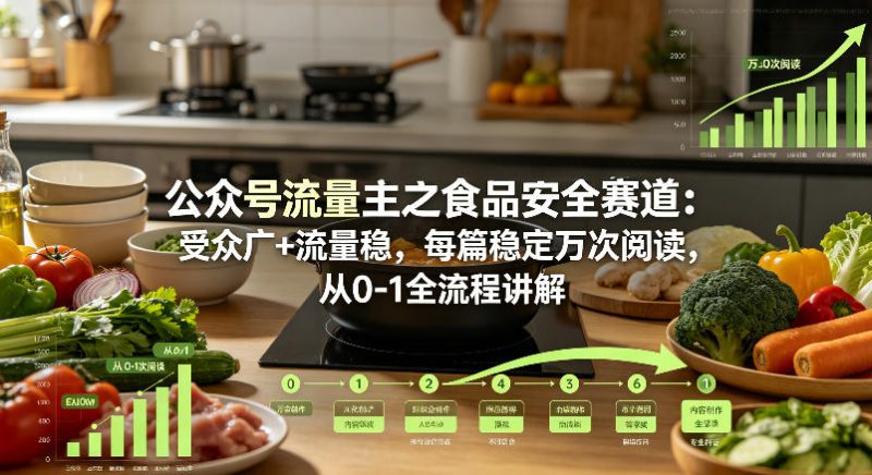 公众号流量主之食品安全赛道，受众广+流量稳，每篇作品稳定万次阅读，从0-1全流程讲解-西蒙学社