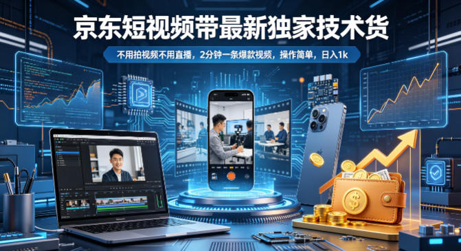 京东短视频带货最新独家技术，不用拍视频不用直播，2分钟一条爆款视频，操作简单，日入1k+【揭秘】-西蒙学社