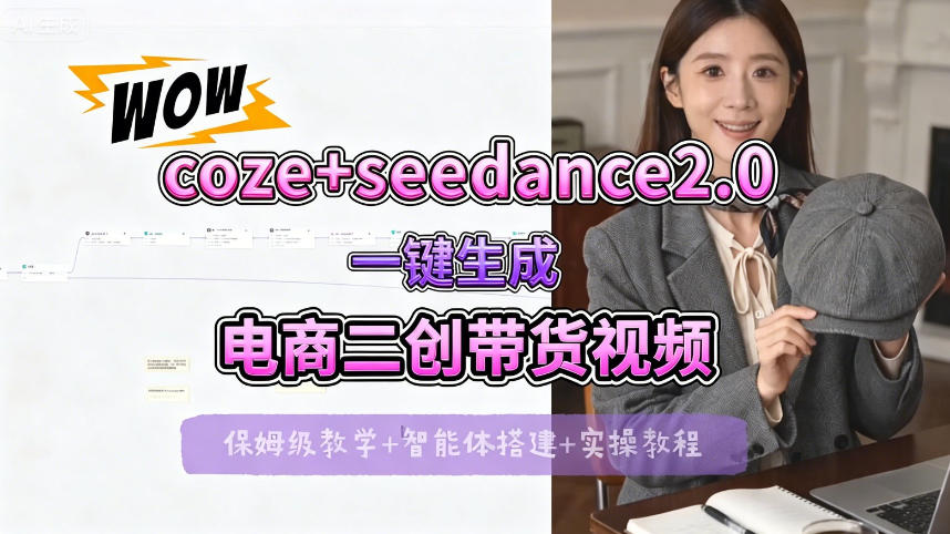 【Coze工作流搭建实操教程】seedance2.0+coze一键生成电商二创带货视频，全流程保姆级教学-西蒙学社