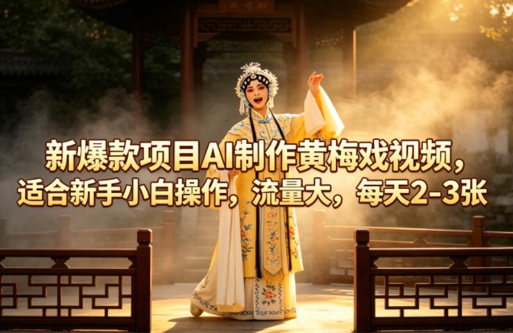 新爆款项目AI制作黄梅戏视频，适合新手小白操作，流量大，每天2-3张-西蒙学社
