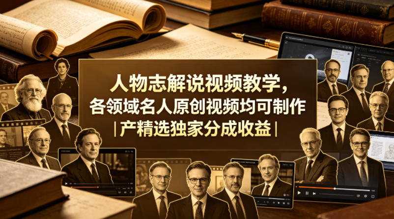 人物志解说视频教学，各领域名人原创视频均可制作丨精选独家分成收益-西蒙学社