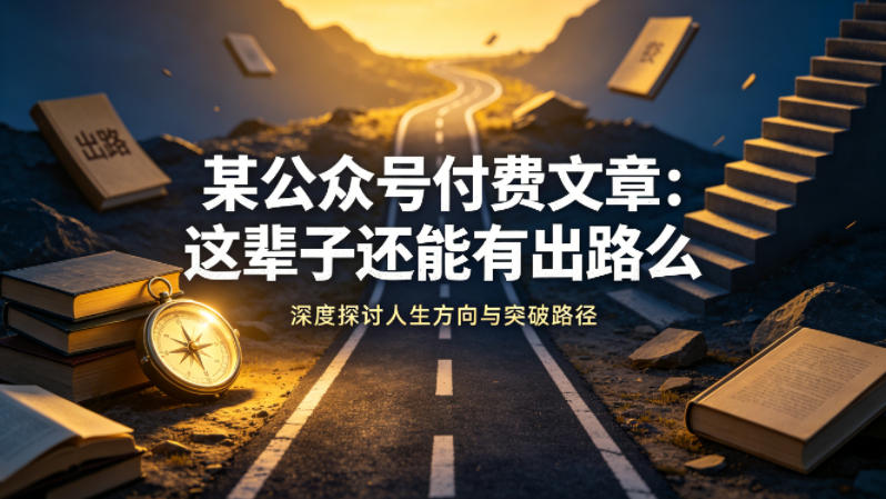 某公众号付费文章：这辈子还能有出路么-西蒙学社