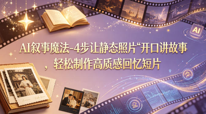 AI叙事魔法-4步让静态照片“开口讲故事”，轻松制作高质感回忆短片-西蒙学社