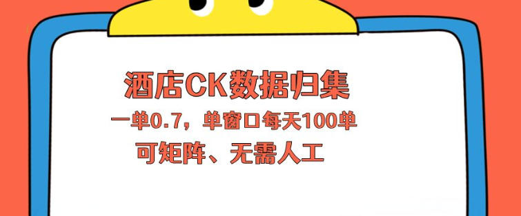 上班也能玩的酒店CK数据归集，一单0.7单窗口每天可做100单，一个人就能矩阵操作【揭秘】-西蒙学社