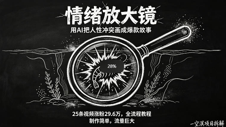 AI制作“情绪放大镜“视频，25条视频涨粉29.6W粉，流量巨大，制作简单，全流程教程-西蒙学社