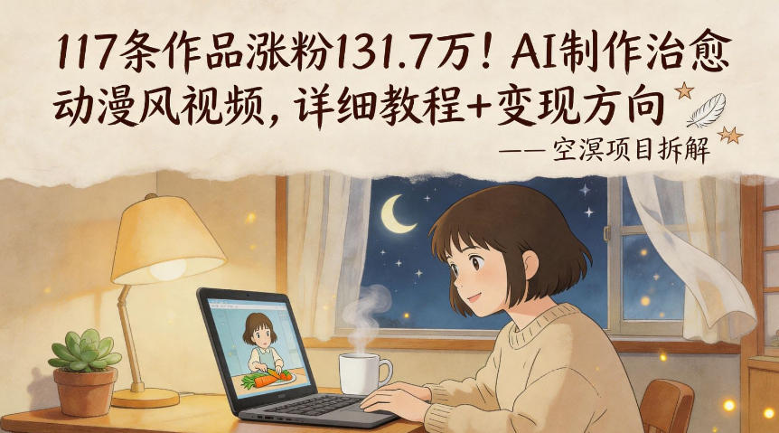 117条作品涨粉131.7W！AI制作治愈动漫风视频，详细教程+变现方向-西蒙学社
