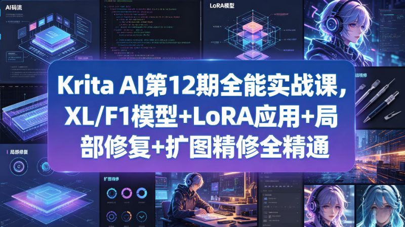 Krita AI第12期全能实战课，XL/F1模型+LoRA应用+局部修复+扩图精修全精通-西蒙学社