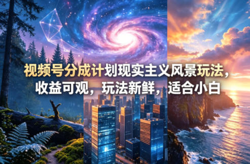 视频号分成计划现实主义风景玩法，收益可观，玩法新鲜，适合小白-西蒙学社
