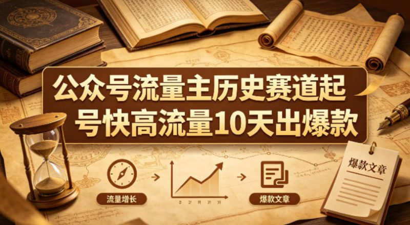 公众号流量主之历史赛道，起号快+高流量，10天就能出爆款！-西蒙学社