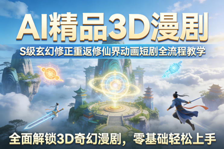 AI精品3D漫剧S级玄幻修正重返修仙界动画短剧全流程教学，全面解锁3D奇幻漫剧，零基础轻松上手-西蒙学社