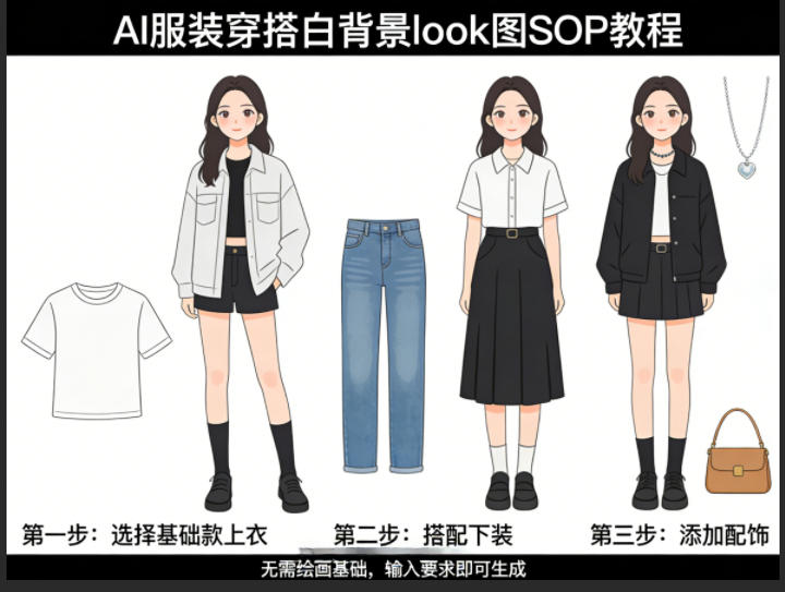 AI服装穿搭白背景look图SOP教程，不用会画画，提几句具体要求，AI就能还你一个奇迹-西蒙学社