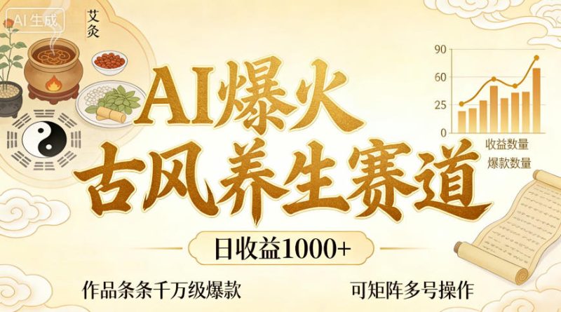 AI爆火古风养生赛道，日收益1k+单条作品点赞破万+，可矩阵多号操作【揭秘】-西蒙学社