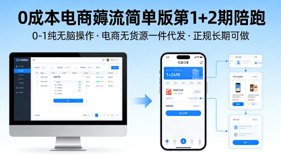 0成本电商薅流简单版第1+2期陪跑，0-1纯无脑操作，电商无货源一件代发，正规长期可做-西蒙学社