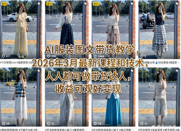 AI服装图文带货教学，2026年3月最新课程和技术，人人都可做带货达人，收益可观好变现-西蒙学社