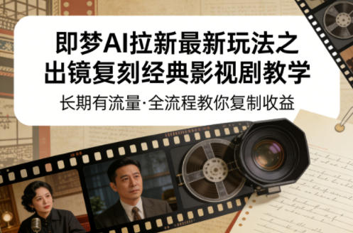 即梦AI拉新最新玩法之出镜复刻经典影视剧教学，长期有流量，全流程教你复制收益-西蒙学社