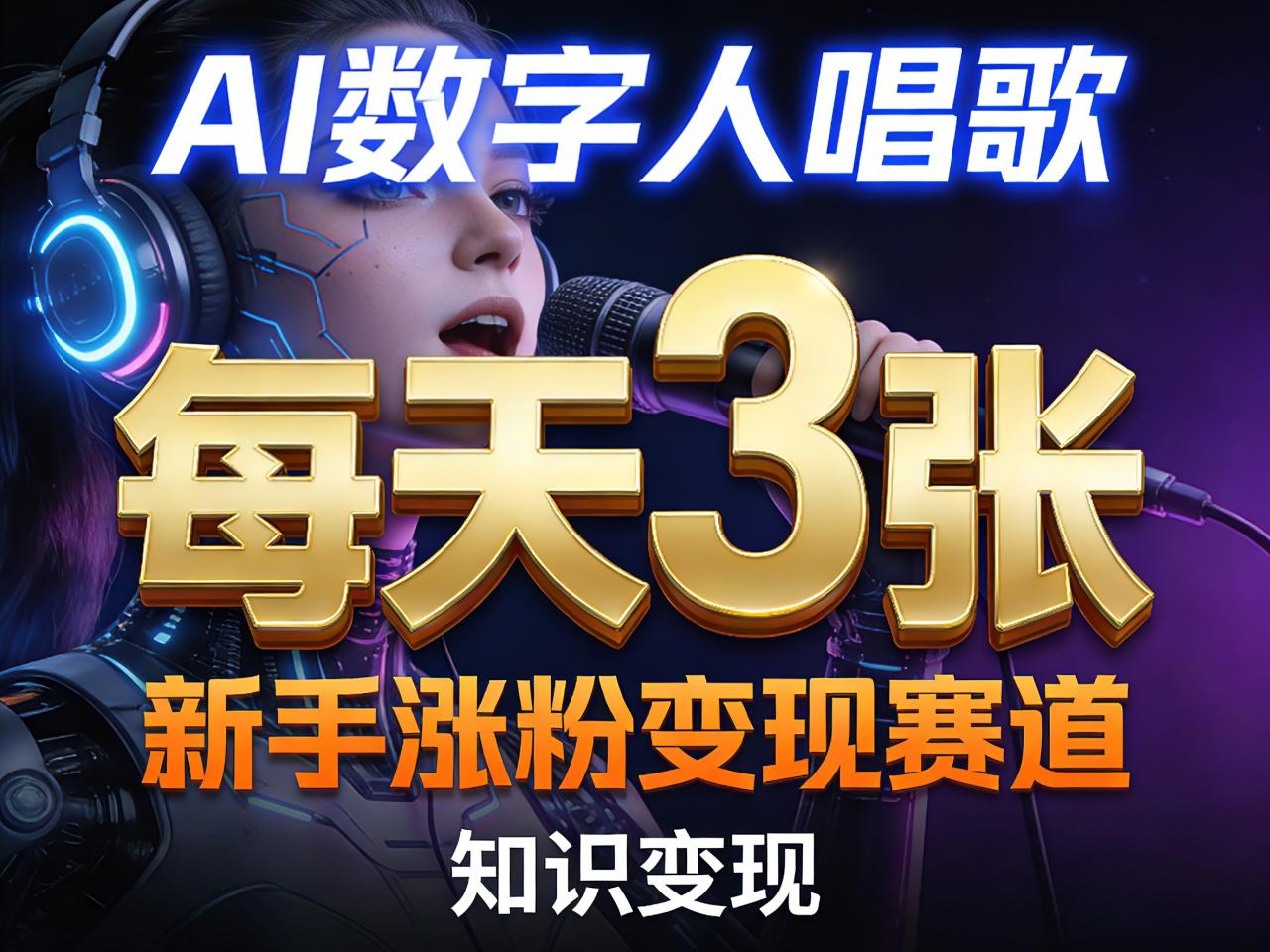 AI数字人唱歌，新手涨粉变现赛道，每天3张和知识付费，副业必备-西蒙学社