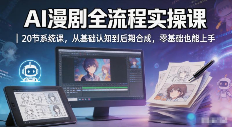 AI漫剧全流程实操课｜20节系统课，从基础认知到后期合成，零基础也能上手-西蒙学社