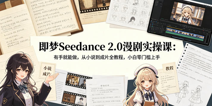 即梦Seedance 2.0漫剧实操课：有手就能做，从小说到成片全教程，小白零门槛上手-西蒙学社
