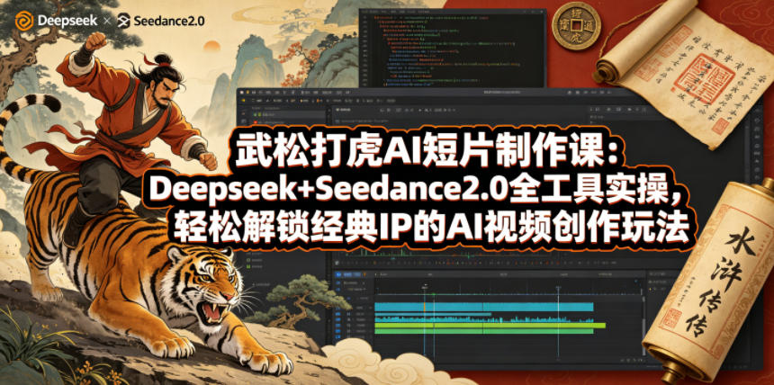 武松打虎AI短片制作课：Deepseek+Seedance2.0全工具实操，轻松解锁经典IP的AI视频创作玩法-西蒙学社