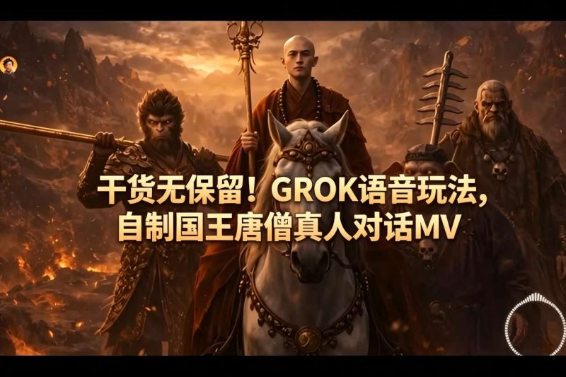 干货无保留！GROK语音玩法，自制国王唐僧真人对话MV-西蒙学社