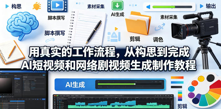 用真实的工作流程，从构思到完成AI短视频和网络剧视频生成制作教程-中英字幕-西蒙学社