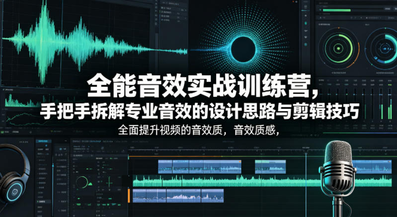 全能音效实战训练营，手把手拆解专业音效的设计思路与剪辑技巧，全面提升视频的音效质感-西蒙学社