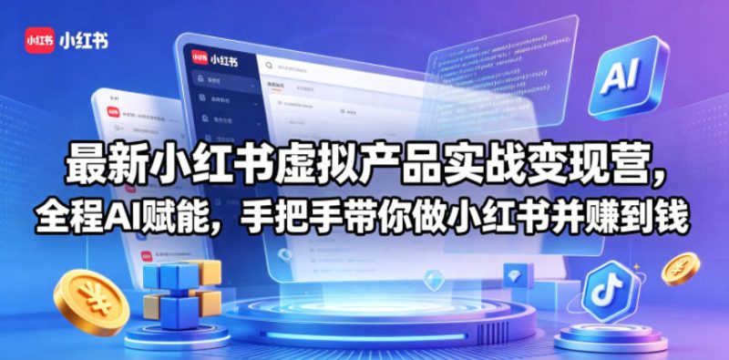 最新小红书虚拟产品实战变现营，全程AI赋能，手把手带你做小红书并赚到钱-西蒙学社
