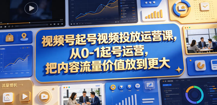 视频号起号视频投放运营课，从0-1起号运营，把内容流量价值放到更大-西蒙学社
