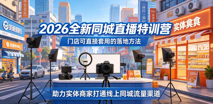2026全新同城直播特训营,门店可直接套用的落地方法,助力实体商家打通线上同城流量渠道-西蒙学社