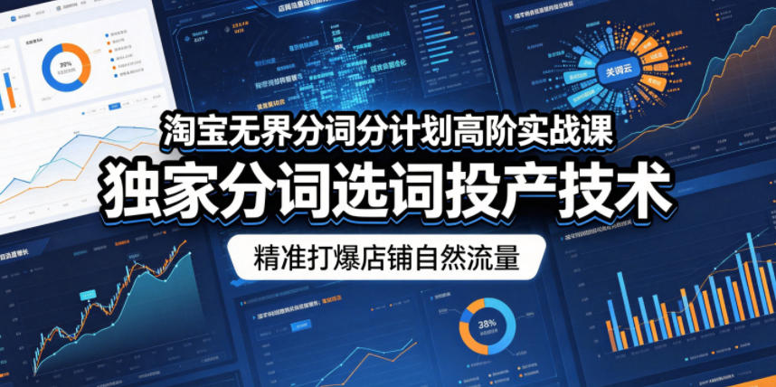 淘宝无界分词分计划高阶实战课，独家分词选词投产技术，精准打爆店铺自然流量-西蒙学社
