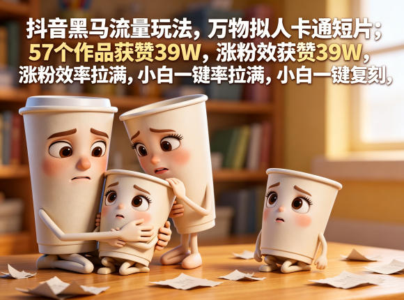 抖音黑马流量玩法,万物拟人卡通短片,57个作品获赞39W,涨粉效率拉满,小白一键复刻,保姆级拆解-西蒙学社