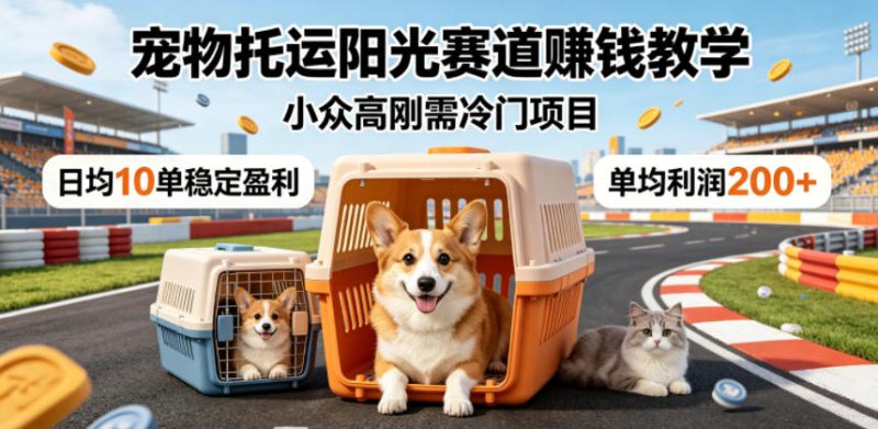 宠物托运阳光赛道賺钱教学,小众高刚需冷门项目,日均10单稳定盈利,单均利润200+-西蒙学社