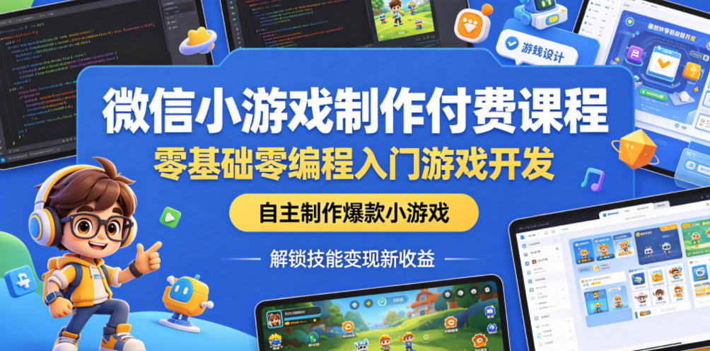 微信小游戏制作付费课程，零基础零编程入门游戏开发，自主制作爆款小游戏，解锁技能变现新收益-西蒙学社