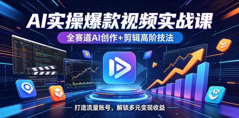 AI实操爆款视频实战课,全赛道AI创作+剪辑高阶技法,打造流量账号,解锁多元变现收益-西蒙学社
