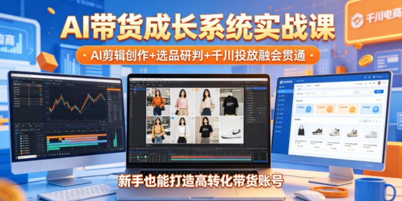 AI带货成长系统实战课，AI剪辑创作+选品研判+千川投放融会贯通，新手也能打造高转化带货账号（更新2026年）-西蒙学社