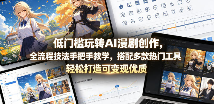 低门槛玩转AI漫剧创作,全流程技法手把手教学,搭配多款热门工具,轻松打造可变现优质作品-西蒙学社
