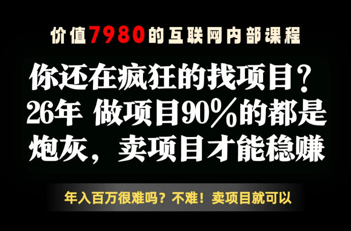 26年请不要疯狂的找项目了，卖项目远比你想象的暴利，你也可以月入10W+【揭秘】-西蒙学社
