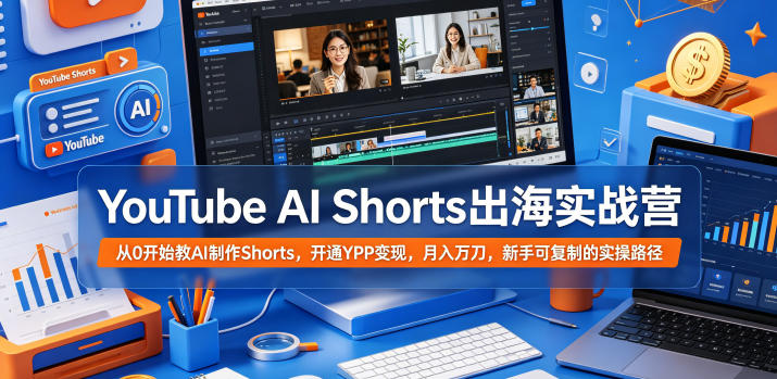 YouTube AI Shorts出海实战营,从0开始教AI制作Shorts,开通YPP变现,月入万刀,新手可复制的实操路径-西蒙学社