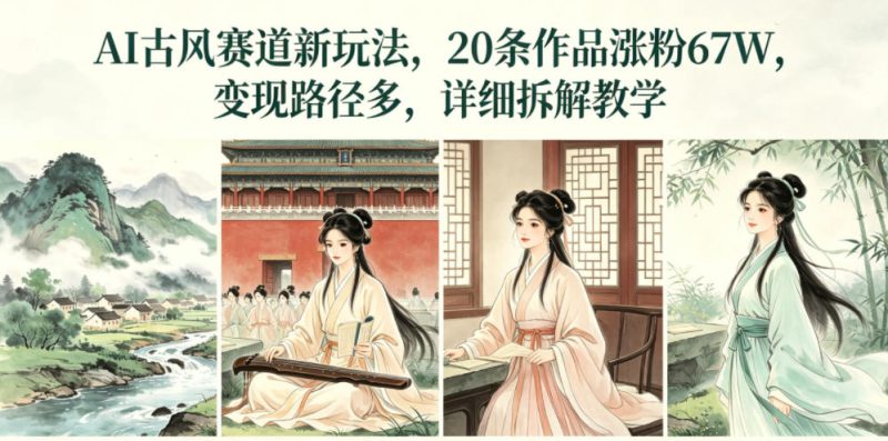 AI古风赛道新玩法,20条作品涨粉67W,变现路径多,详细拆解教学-西蒙学社