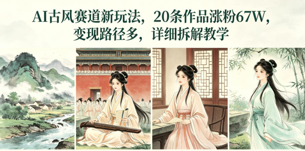 AI古风赛道新玩法，20条作品涨粉67W，变现路径多，详细拆解教学-西蒙学社