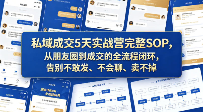 私域成交5天实战营完整SOP，从朋友圈到成交的全流程闭环，告别不敢发、不会聊、卖不掉-西蒙学社