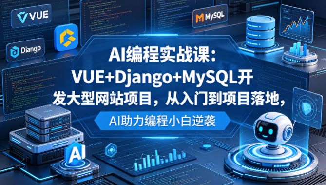 AI编程实战课:VUE+Django+MySQL开发大型网站项目,从入门到项目落地,AI助力编程小白逆袭-西蒙学社