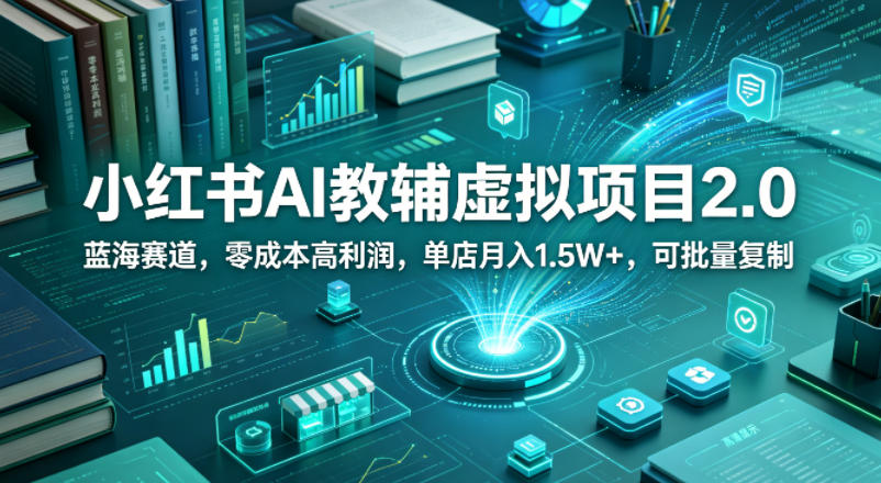 小红书AI教辅虚拟项目2.0，蓝海赛道，零成本高利润，单店月入1.5W+，可批量复制-西蒙学社