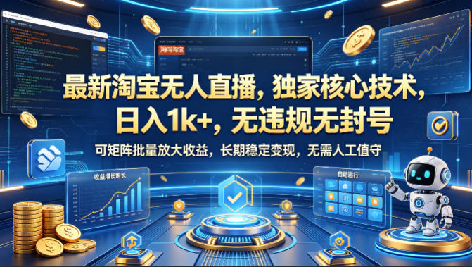 最新淘宝无人直播，独家核心技术，日入1k+，无违规无封号，可矩阵批量放大，长期稳定，无需人工值守【揭秘】-西蒙学社