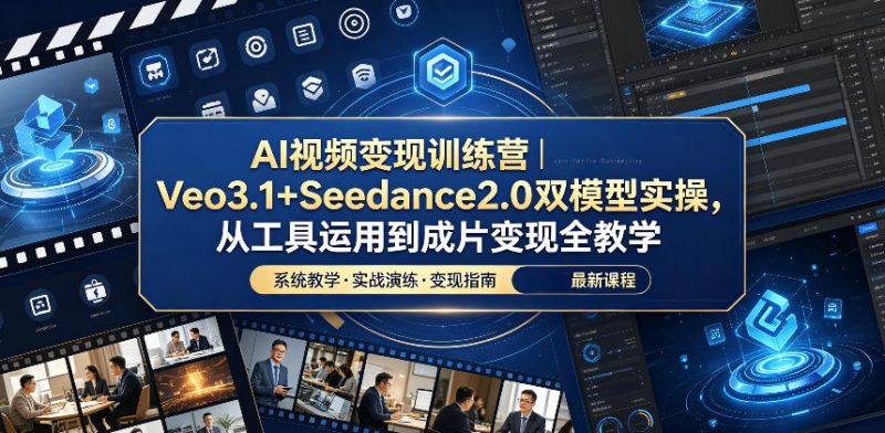 AI视频变现训练营|Veo3.1+Seedance2.0双模型实操,从工具运用到成片变现全教学-西蒙学社