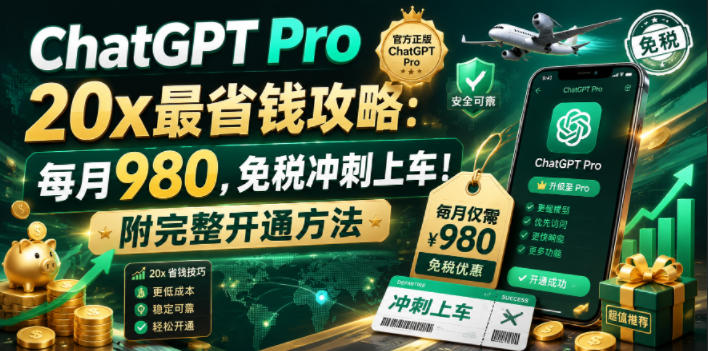 ChatGPT Pro 20x最省钱攻略:每月980,免税冲刺上车!附完整开通方法【文档】-西蒙学社
