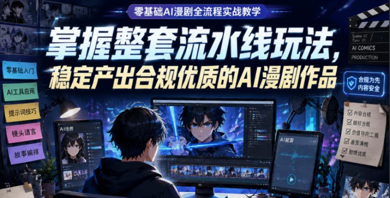 零基础AI漫剧全流程实战教学，掌握整套流水线玩法，稳定产出合规优质的AI漫剧作品-西蒙学社