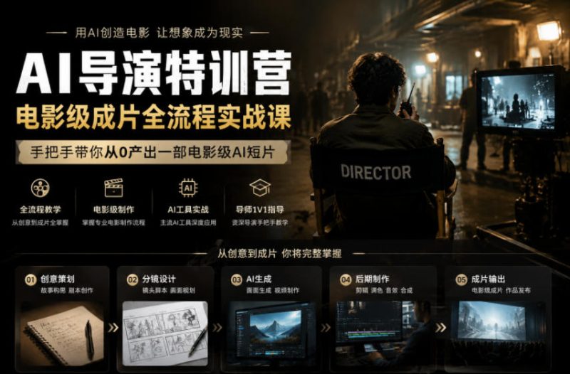 AI导演特训营,电影级成片全流程实战课,手把手带你从0产出一部电影级AI短片-西蒙学社