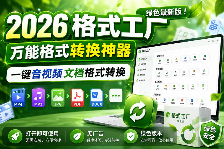 2026格式工厂绿色最新版!万能格式转换神器,一键音视频文档格式转换,打开即可使用,无广告绿色版本-西蒙学社