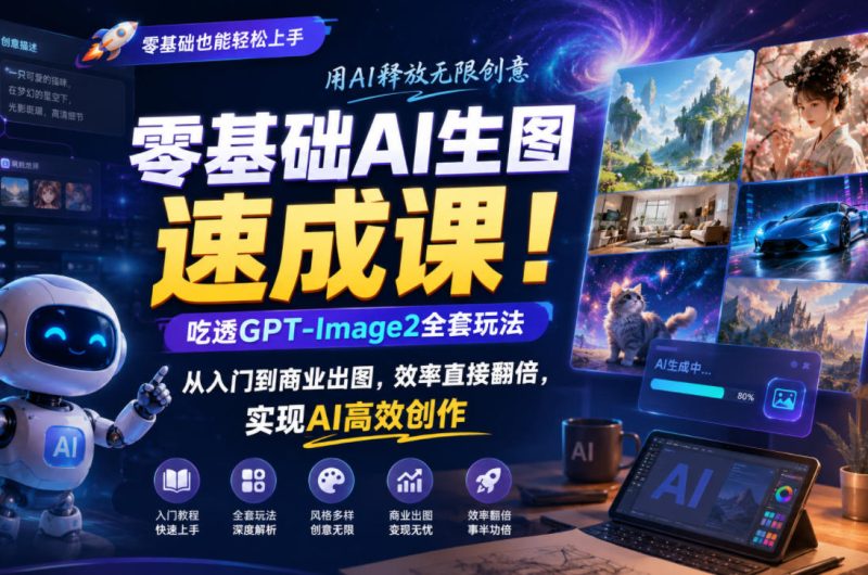 零基础AI生图速成课！吃透GPT-Image2全套玩法，从入门到商业出图，效率直接翻倍，实现AI高效创作-西蒙学社